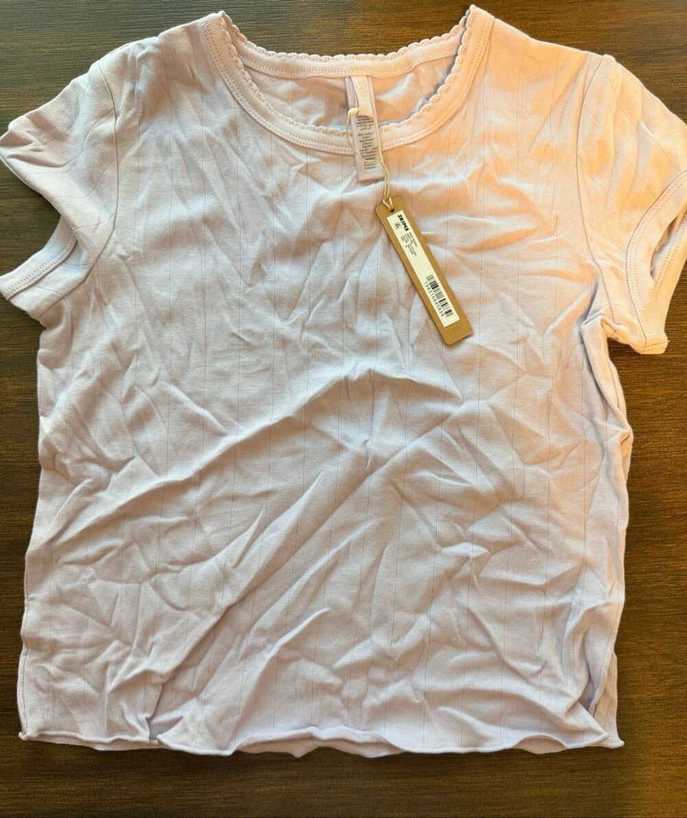 SKIMS Drop Needle Baby Tee Short Sleeve Wisteria Purple Women Size M Medium NEW